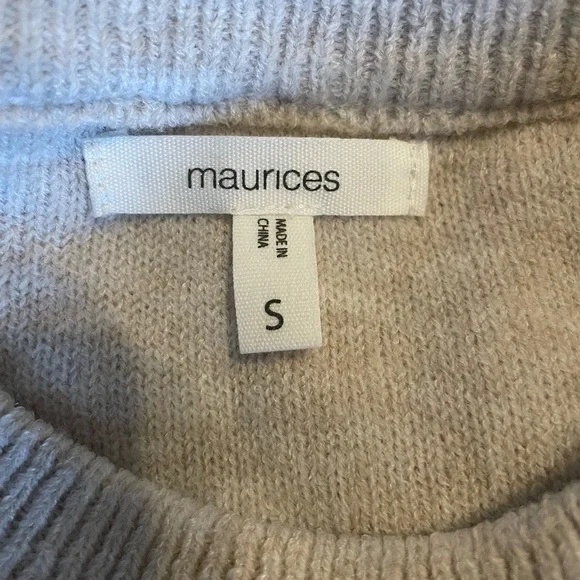 Maurices Ivory Crewneck Sweater with Textured Sleeves - Picture 3 of 3